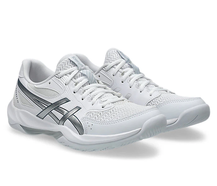 Asics Gel Rocket 12 Women's Court Shoes, White/Pure Silver
