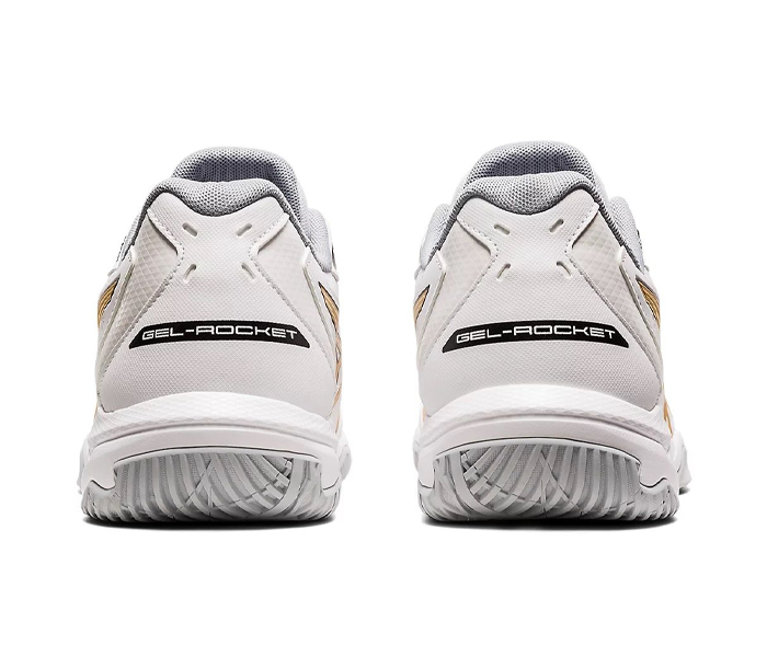 Asics Gel-Rocket 10 Men's Court Shoes, White / Pure Gold