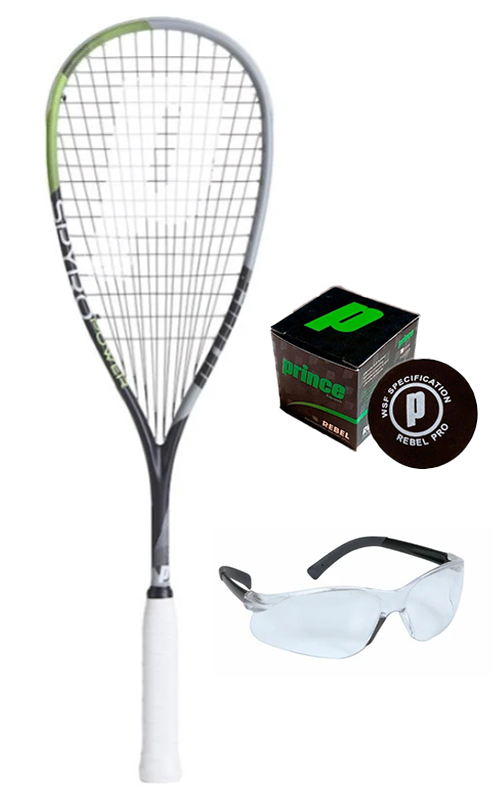 Save $20 - Prince Spyro Beginner Squash Kit - racquet, goggles, ball