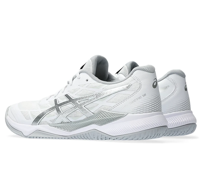 Sale $20 off - Asics Gel-Tactic 12 Women's Squash Shoes, White / Pure Silver - Discount in the cart