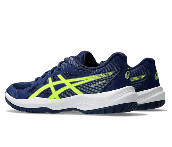Asics Upcourt GS 6 Junior Court / Squash Shoes, Blue Expanse / Safety Yellow