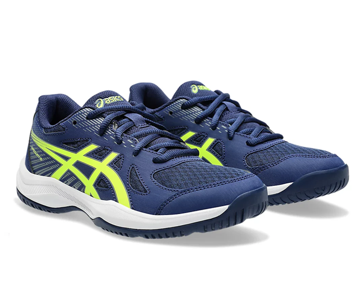 Asics Upcourt GS 6 Junior Court / Squash Shoes, Blue Expanse / Safety Yellow