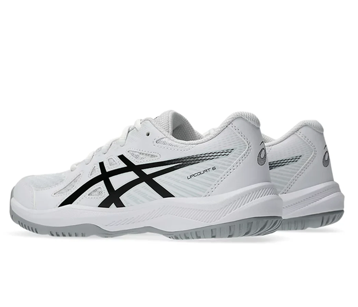 Asics Upcourt GS 6 Junior Court Shoes, White / Black