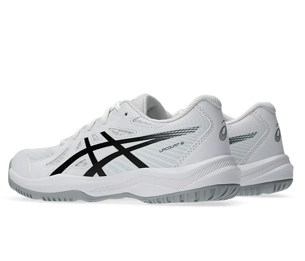 Asics Upcourt GS 6 Junior Court Shoes, White / Black