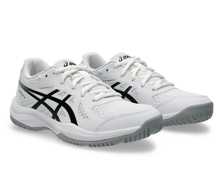 Asics Upcourt GS 6 Junior Court Shoes, White / Black