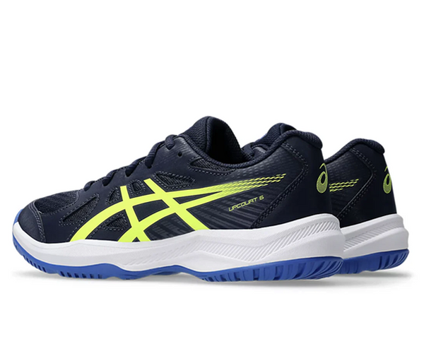 Asics Upcourt GS 6 Junior Court Shoes, Midnight/Safety Yellow