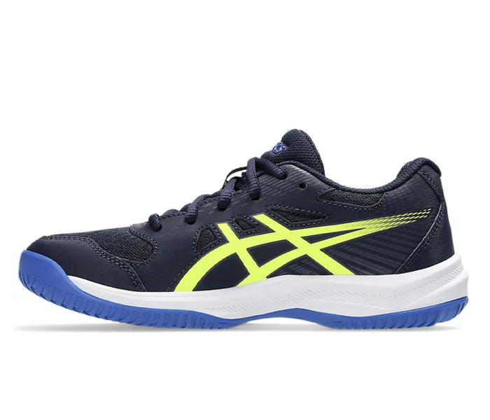 Asics Upcourt GS 6 Junior Court Shoes, Midnight/Safety Yellow