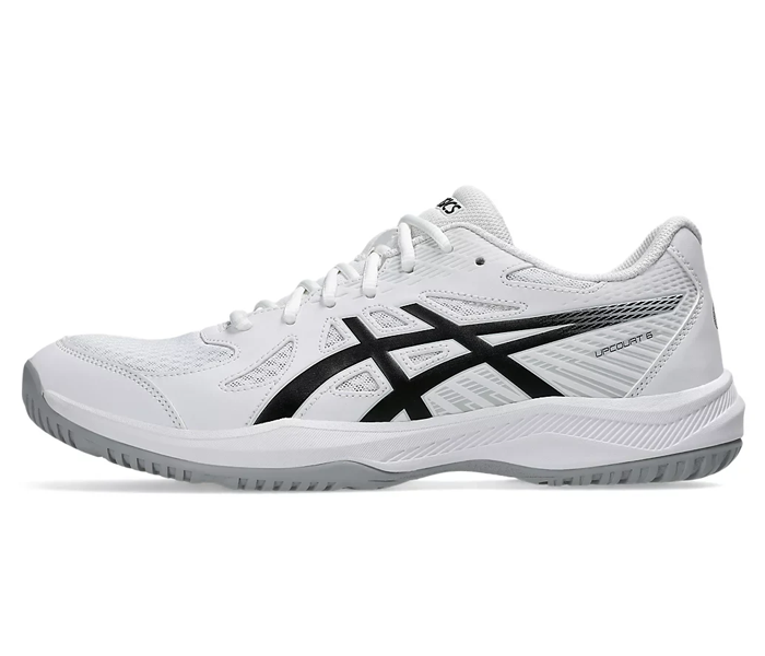 Asics Upcourt 6 Men's Court Shoes, White / Black