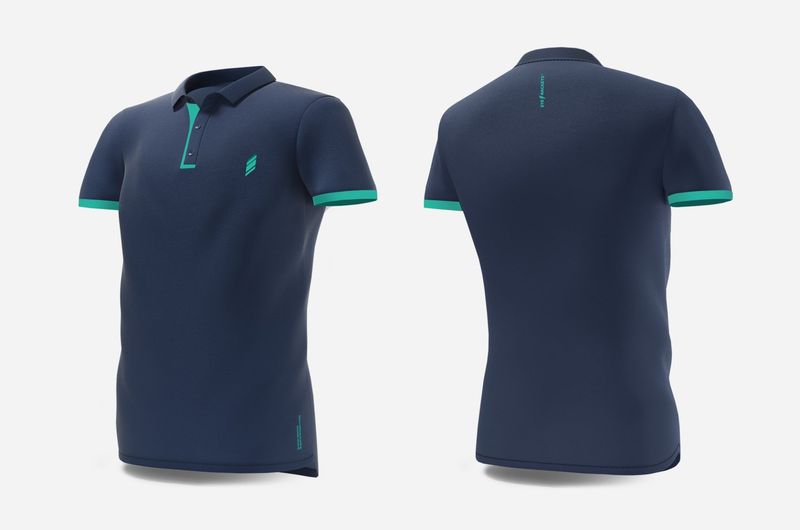 Eye Rackets Inline Button Polo, Navy / Turquoise