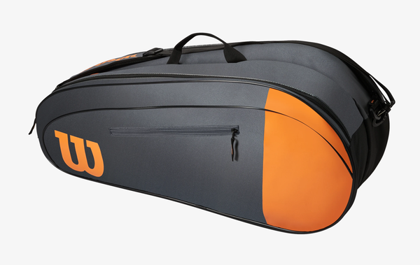 Wilson TEAM 6 Pack Racket Bag, Grey/Orange