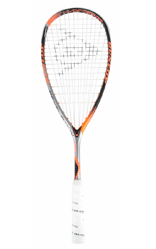 Dunlop Hyperfibre+ Revelation 135 Squash Racket, Strung with Tecnifibre X-One BiPhase red.